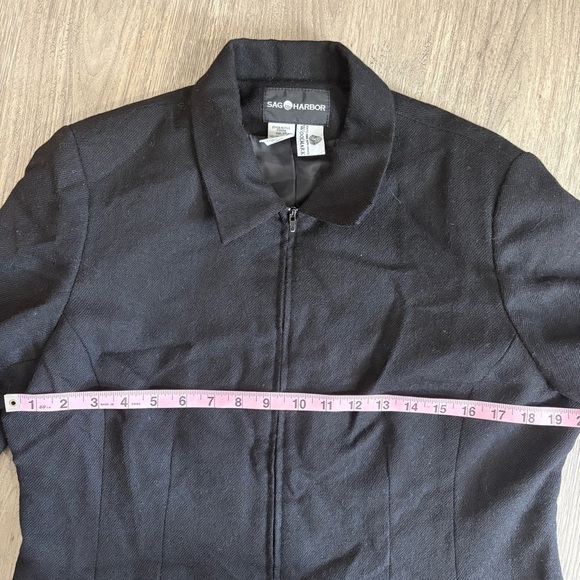 Vtg Sag Harbor Sz 12 100% Pure Wool Black Lined  Full Zip Up Jacket Collared - Picture 6 of 9